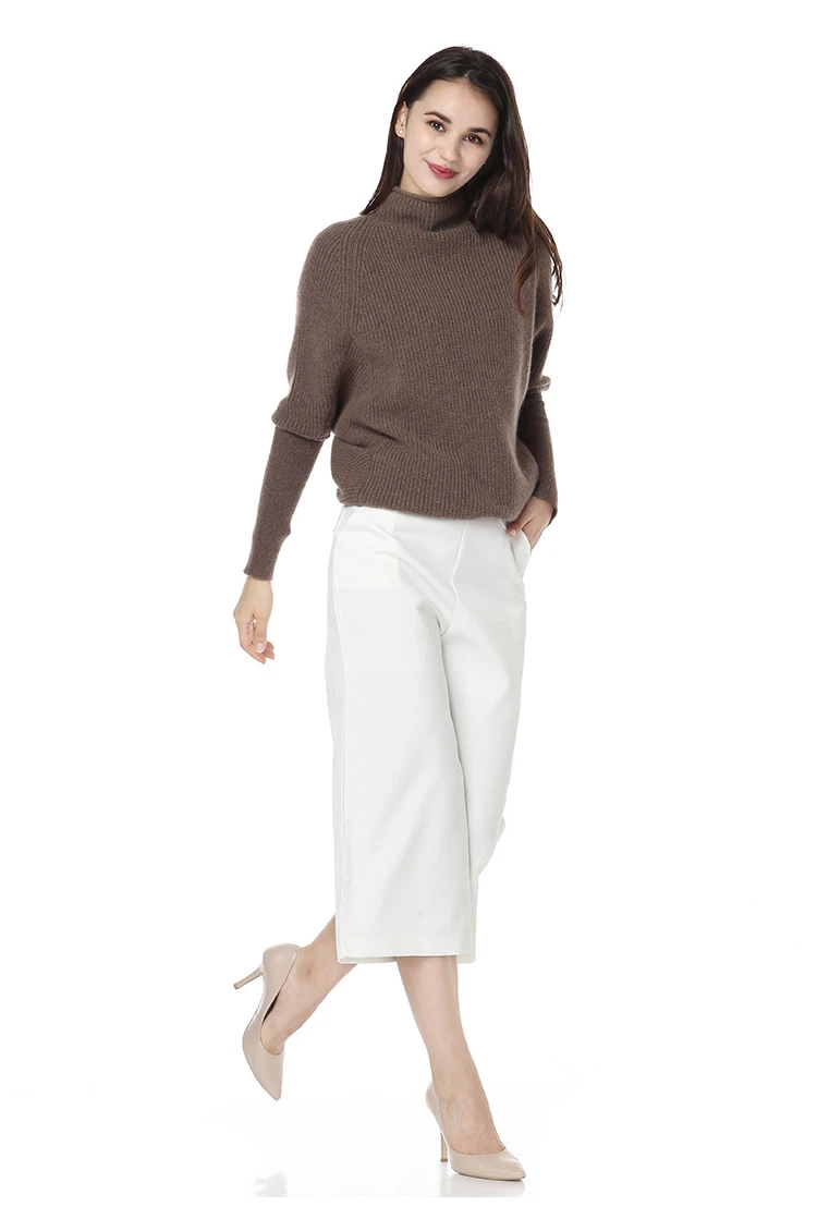 Кашемировый женский модный Толстый Пуловер, свитер типа кокона, полувысокий воротник, рукав летучая мышь, широкий, свободный, один и более размер