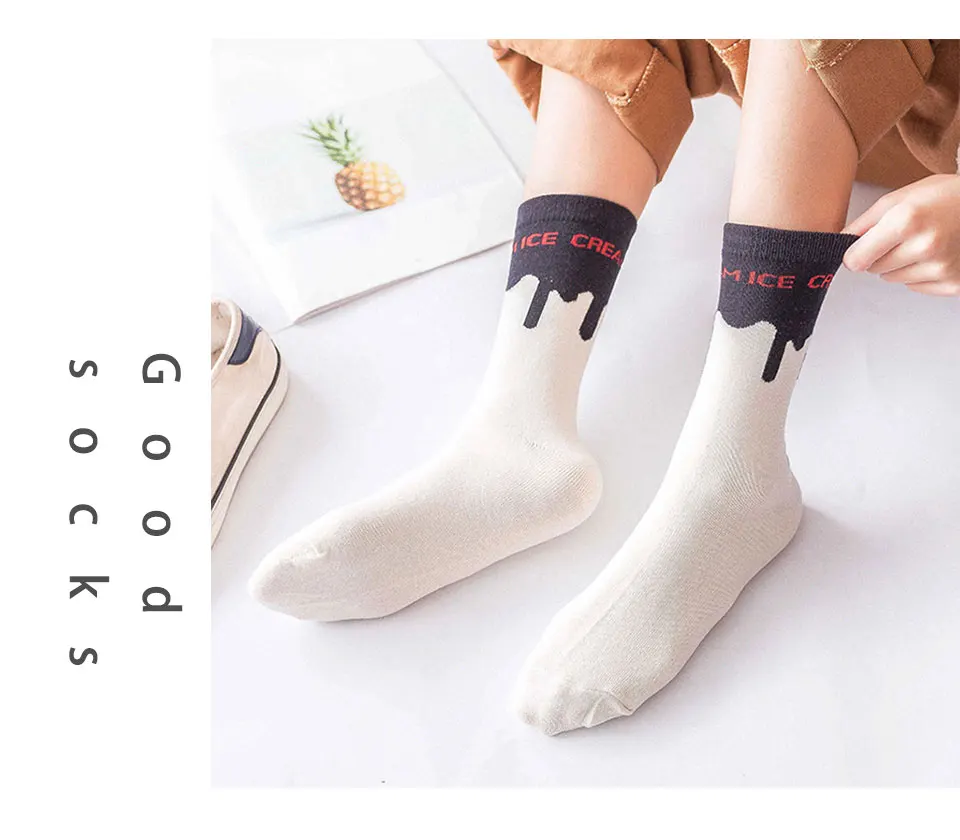 2019 Hot new products Harajuku Spring and Autumn College Wind Women`s Socks Cotton Sports Street Ladies Casual Simple Tube Socks (8)
