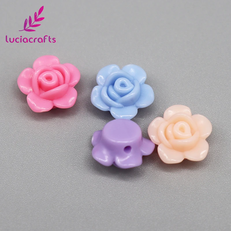 Lucia crafts 13 мм случайный смешанный розовый акриловый цветок свободные бусины кабошоны DIY материалы для скрапбукинга 50 шт./лот F0603