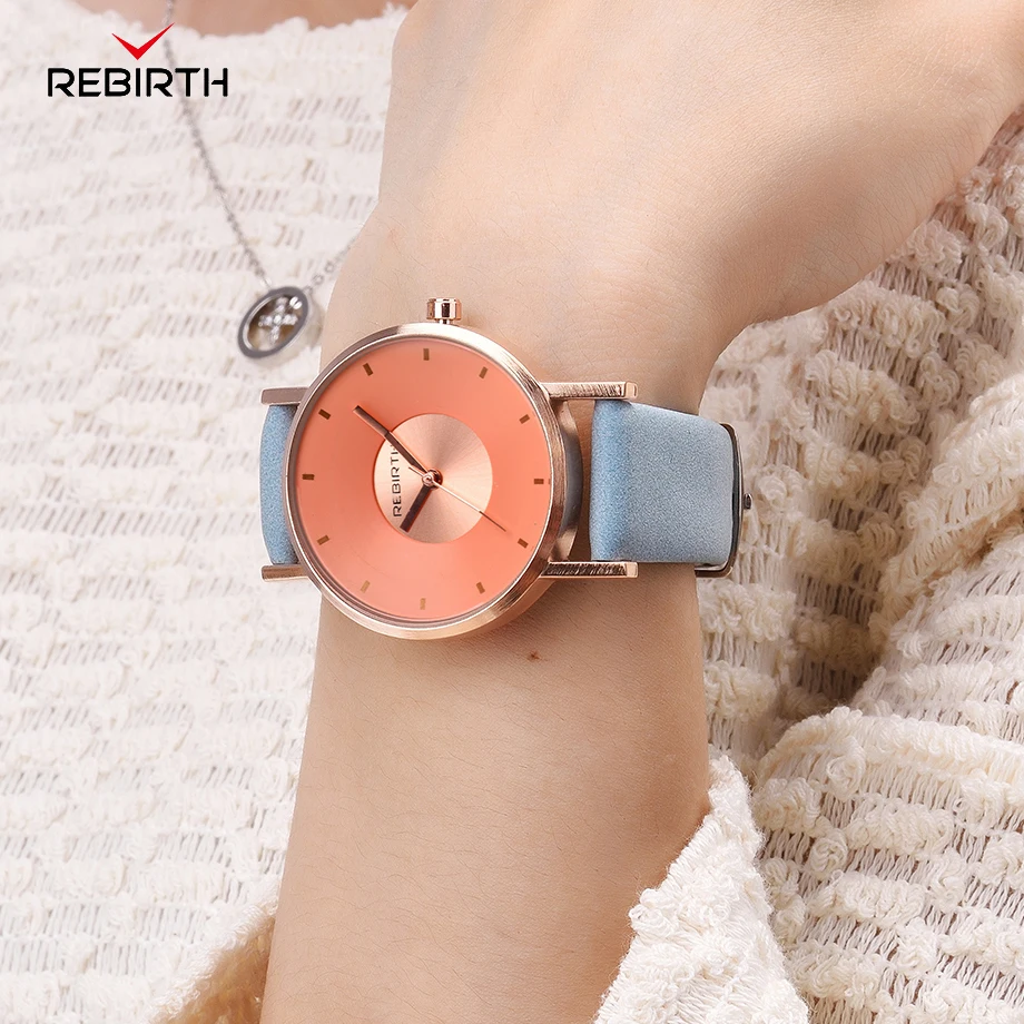 Женские роскошные часы Reloj из розового золота с кожаным ремешком | Наручные