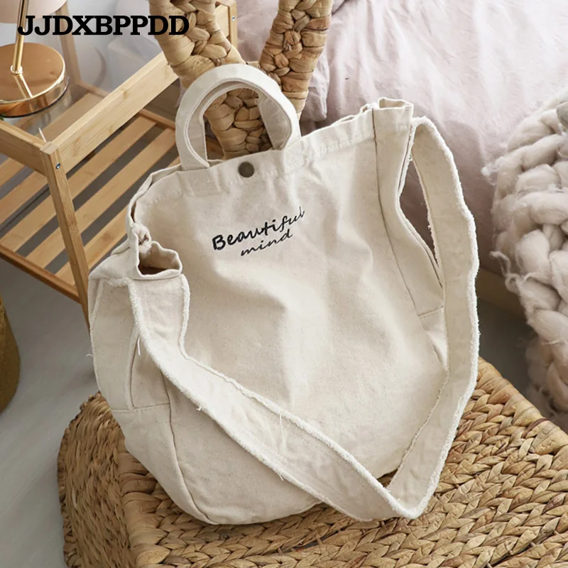 

2019 New Canvas Bag Reusable Shopping Bags Grocery Tote Bag Cotton Daily Use Handbags Women Casual Handbag
