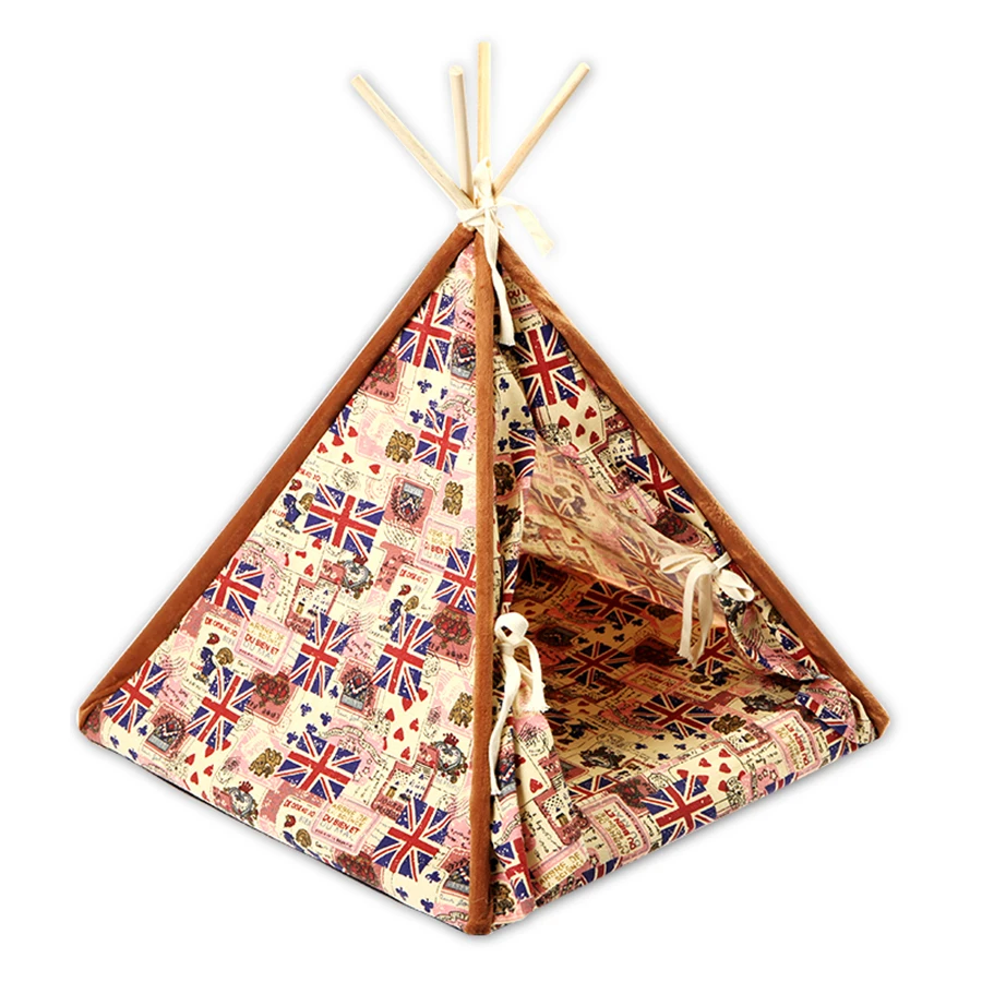 

Removal Washable Wooden Pet Tent Dog Kennel House Foldable Pet Dogs Beds Nest Puppy Cushion Cuccia Cane Pet Products 70Z1206