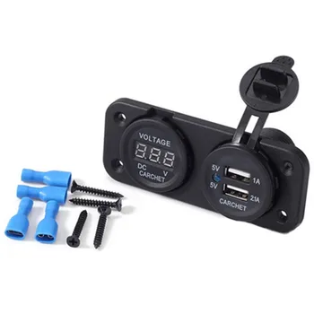 

Dewtreetali Brand New Dual Car Auto Cigarette Lighter Socket Voltmeter 12V Charger USB Power Adapter black