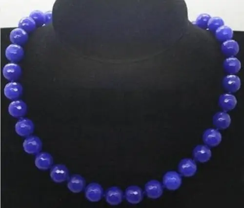 

NEW Natural 10mm Faceted Blue Sapphire Beads Necklace 18"AAA