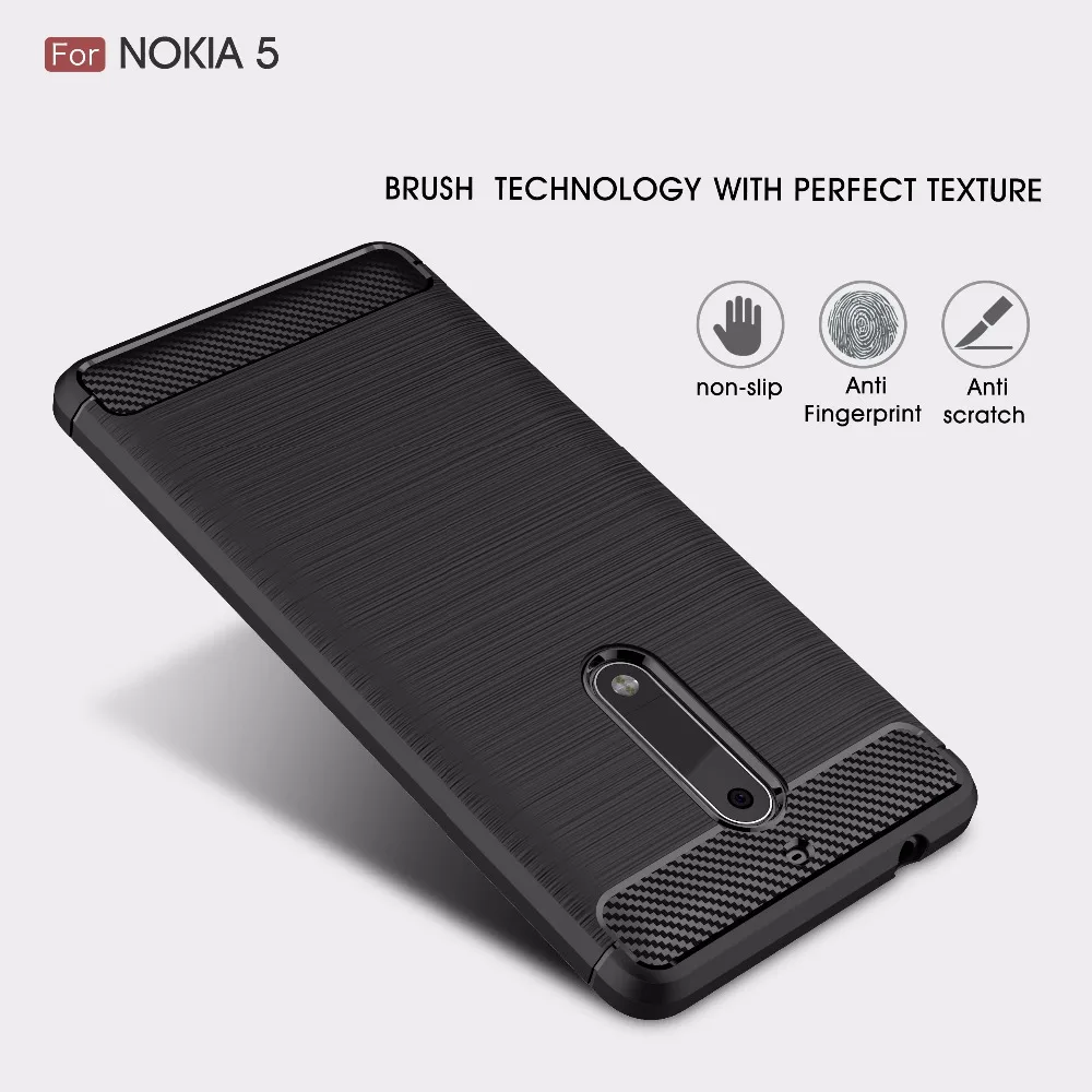 Матовый Мягкий силиконовый чехол из ТПУ для Nokia 5 кожаный с зернистой текстурой |