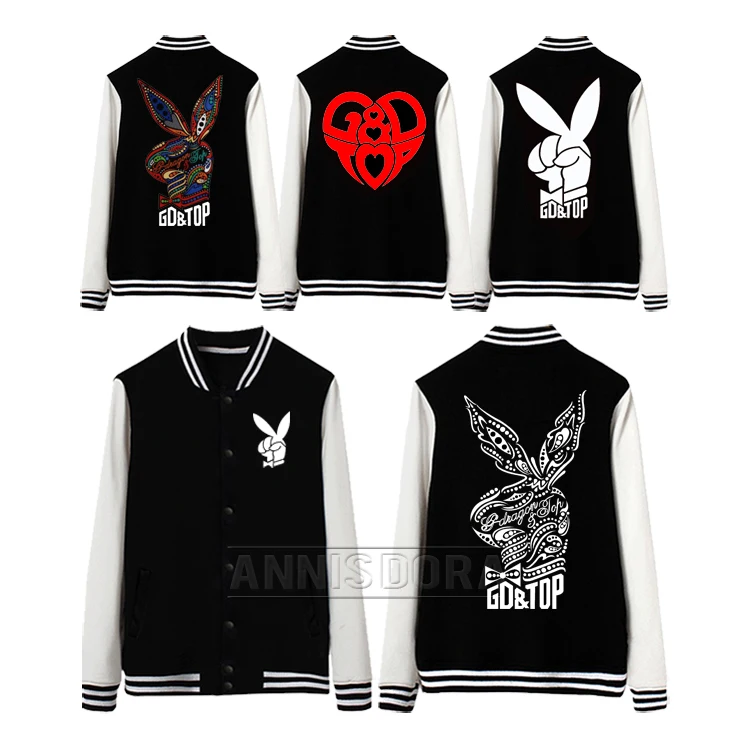 Бейсбольная куртка с логотипом BIGBANG GD & TOP GDRAGON Rabbit | Мужская одежда
