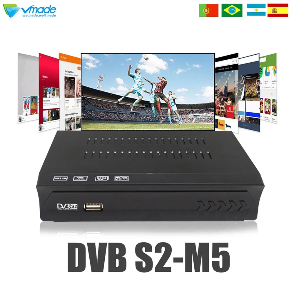 

Vmade Original DVB-S2 Satellite Receiver Full HD 1080P TV Tuner Support MPEG4 H.264 Youtube Dolby AC3 Cccam Stardard Set-Top Box