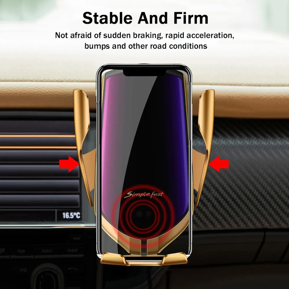 10 Вт беспроводное автомобильное зарядное устройство R1 автоматический зажим Быстрая зарядка держатель телефона крепление в автомобиль для iPhone XS huawei samsung смартфон