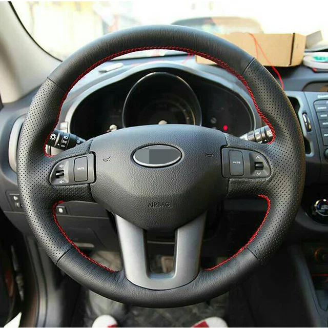 17 Black Artificial Leather Car Steering Wheel Cover for Kia Sportage 3