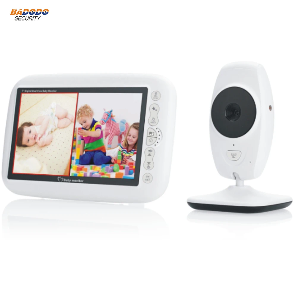 

7.0 inch wireless baby phone camera monitor IR Night vision Temperature detection two way talk Dual View Video baby monitor