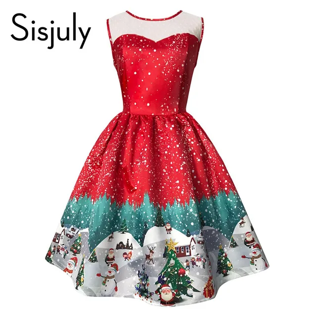 sisjuly vintage christmas dress women summer dress sleeveless print party dress evening elegant pullover vintage dress - Vintage Christmas Dress sisjuly vintage christmas dress women summer dress sleeveless print party dress evening elegant pullover vintage dress - Vintage Christmas Dress
