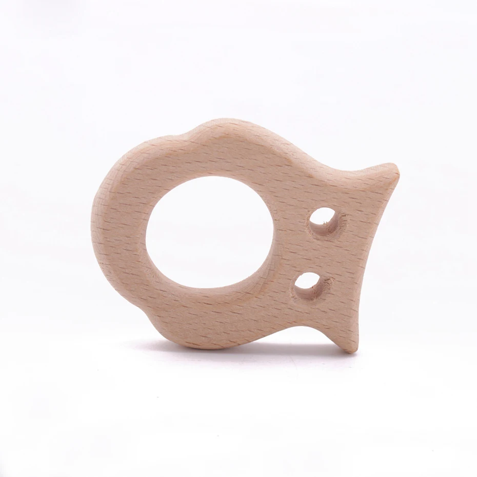 1pc Organic Food Grade Wood Animal Owl Shape Teether Flower Baby