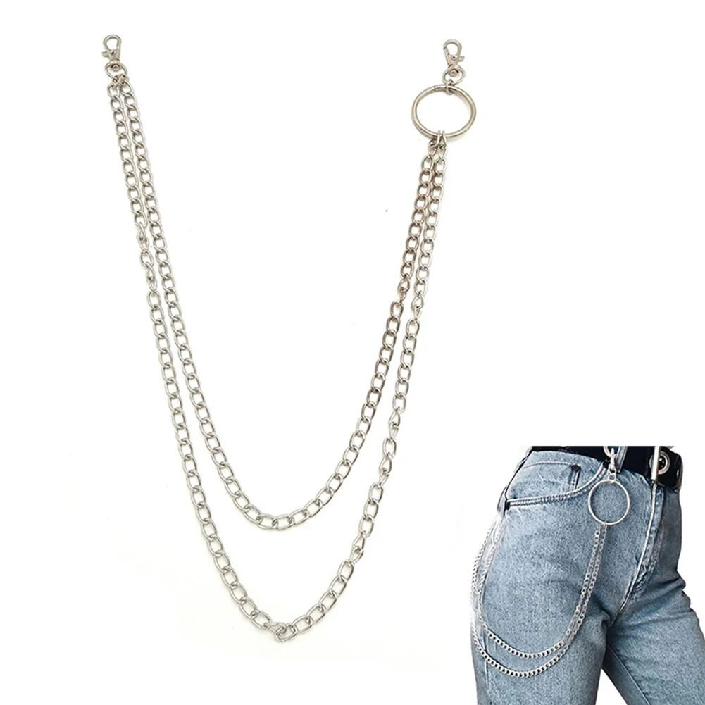 

1-3 Layer Rock Punk Hook Trouser Pant Waist Link Belt 2019 Hot Fashion Metal Wallet Silver Chain Jeans Alloy Decoration Chains