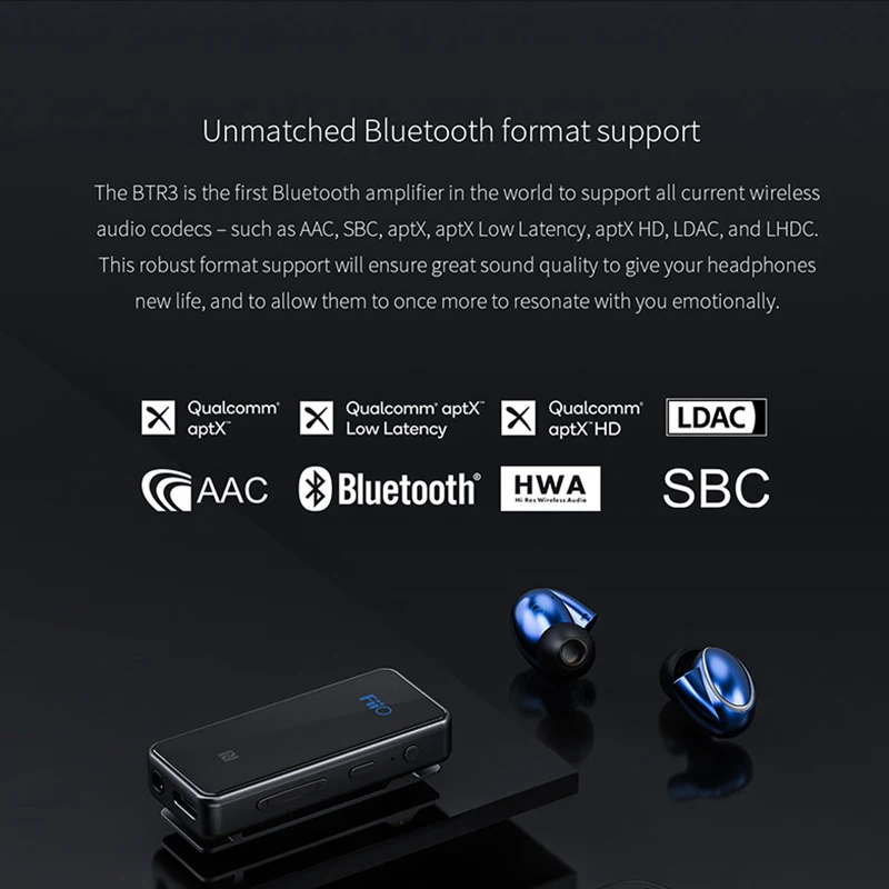 FiiO BTR3 CSR8675 AK4376A DAC USB portátil Bluetooth APTX HD tecnología LDAC LHDC tipo C 3,5mm amplificador para teléfono móviles/Android/PC - 2