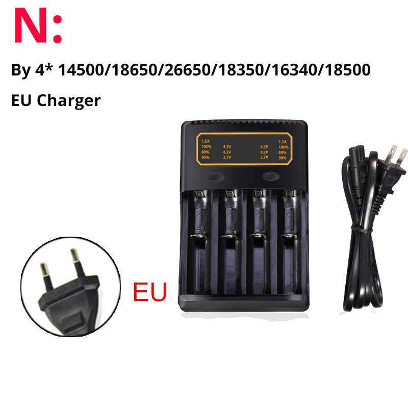 EU/US/UK AU разъем 18650 Батарея Зарядное устройство для 3,7 в 18650 18500 26650 14500 Перезаряжаемые Батарея Многофункциональный Портативный зарядки - Цвет: N