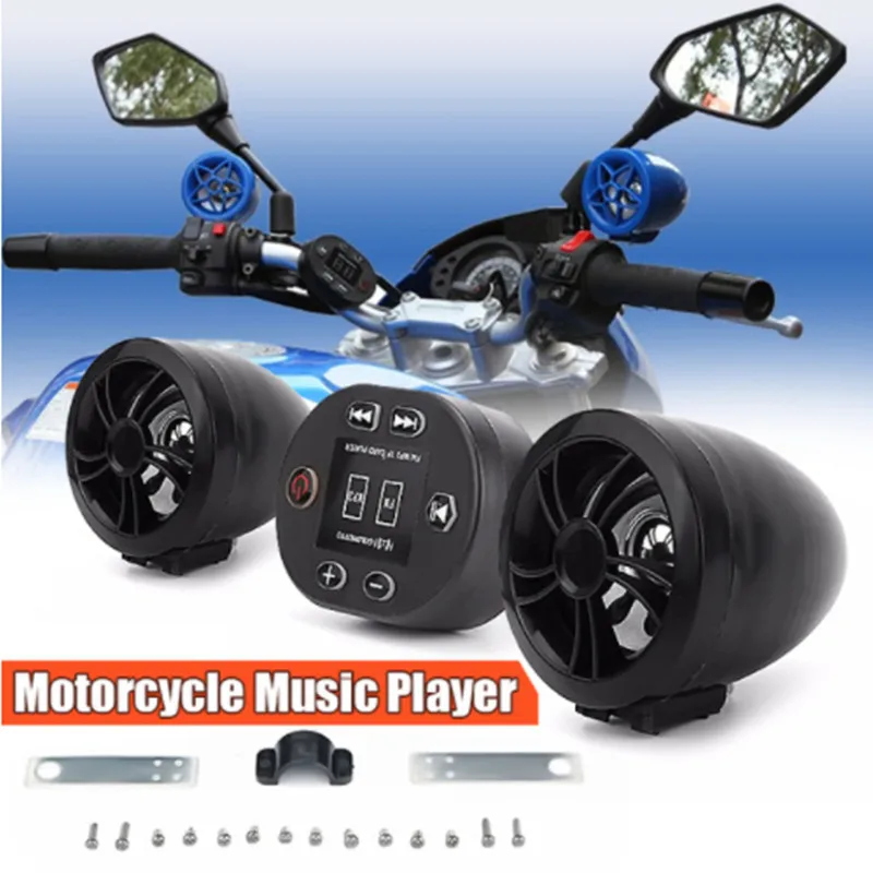2tlg Motorrad bluetooth Audio Lautsprecher System Radio MP3 FM 12V mit LED  > 