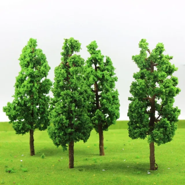 4pcs Train Layout Set Model Trees Scale G O 17cm model railroad wood