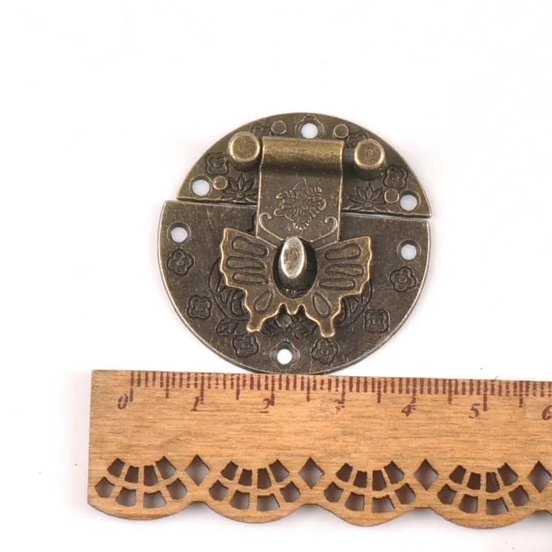 Jewelry Box Hasps Decorative Latches Furniture Hardware Antique Brass Wooden Case hasp Vintage Decorative Jewelry Gift Box Suitcase Hasp Latch Hook Furniture Buckle Clasp Lock CP2264