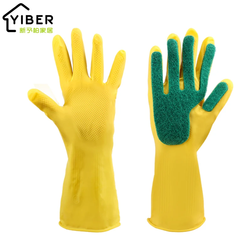 Sponge Gloves, Kitchen Cleaning Sponge Gloves Fingers Latex made