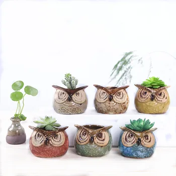 

Mini Vase Ceramic Flowerpot Cute Cartoon Owl Shaped Succulent Plant Potted Plants Garden Decor Home Decoration Furnishing A