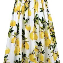 Для женщин высокое с эластичной резинкой на талии, А-образного силуэта средней длины расклешенное плиссированное платье с коротким и широким подолом; юбка для девочек; лимонного цвета с цветочным принтом Шифоновая юбка
