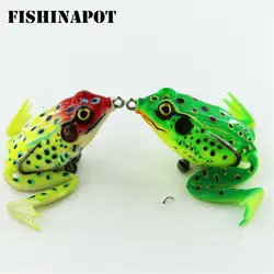 Fishinapot 1 шт. целевой лягушка прикорм рыболовства мягкий бас реалистичные 3D глаза силиконовые приманки Topwater моделирование для дерьмовая