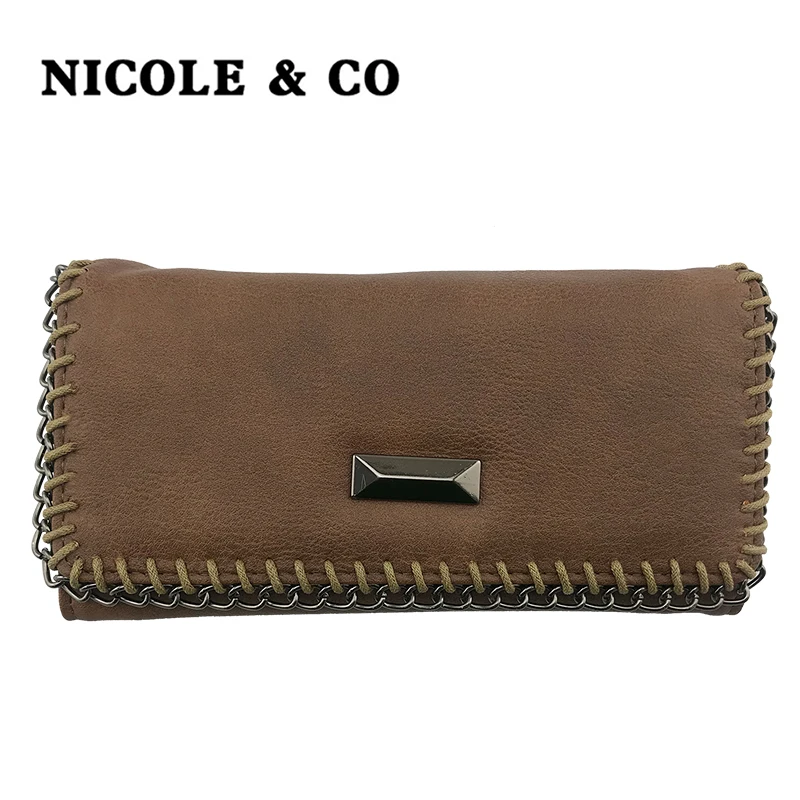 

NICOLE & CO New Women Wallets PU Leather Long Style Card Holder Money Purse Fashion Female Hand Phone Bag