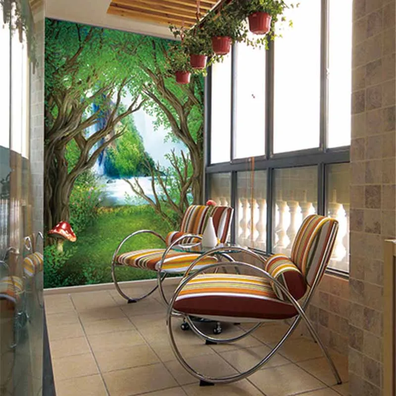

Custom 3D Print Fabric &Textile Wallcoverings For Walls Cloth Murals Matt Silk Entrance Hallway Corridor Backdrop Forest Green