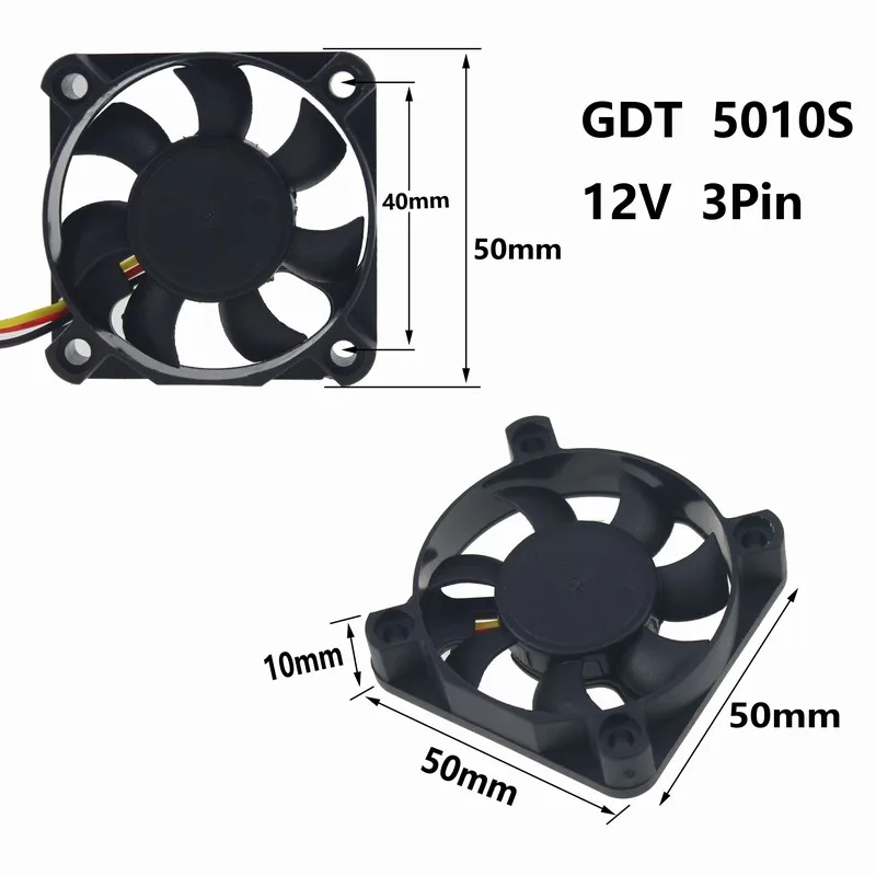 

Gdstime 5 Pieces DC 5010 50x50x10mm 5cm 12V 3Pin Industrial Cooler Brushless Fan For PC Computer Case Cooling 50mm x 10mm 7Blade