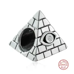 S925 стерлингов серебряный Бисер Очарование Египетскую пирамиду fit браслет ручной работы DIY Изготовление ювелирных изделий