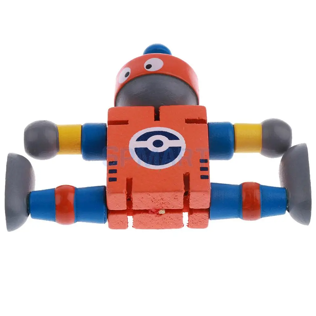 6pcs Wooden Walnut Puppets Robots Action Figure Toys Flexible Joints Poseable for Baby Children Kids Christmas Gifts