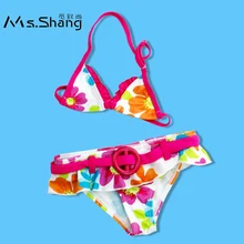 Ms. Shang/купальный костюм с цветочным рисунком для детей от 2 до 8 лет, детский купальный костюм из двух предметов, бикини для маленьких девочек, г., купальный костюм для маленьких девочек