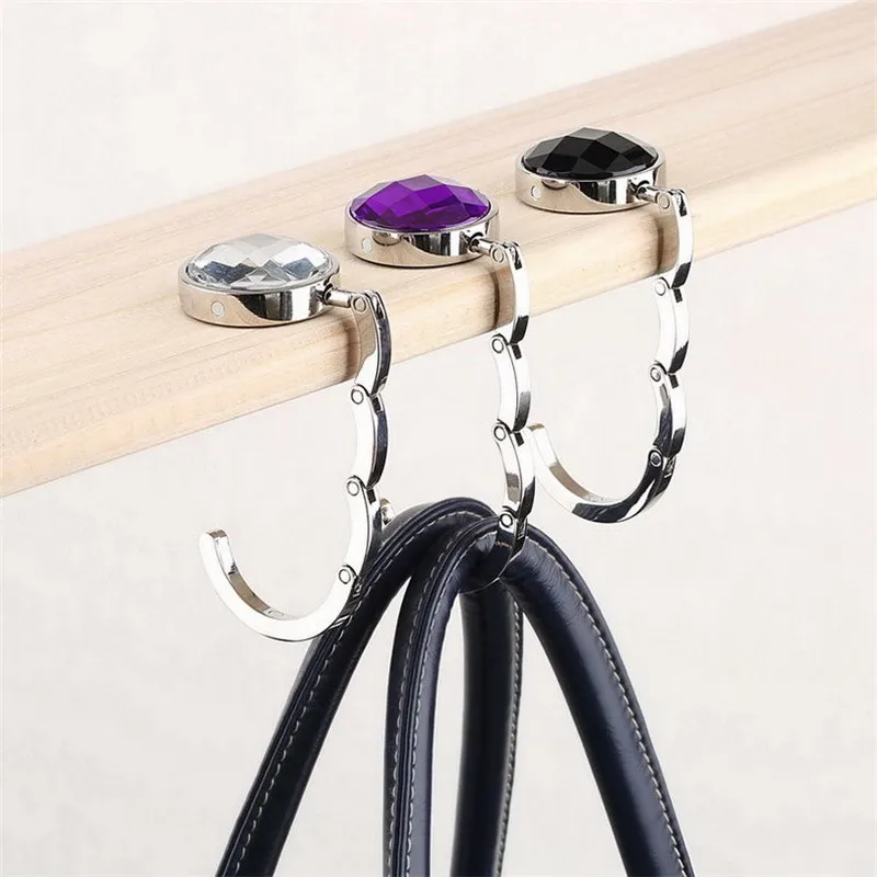 2Pcs Portable Folding Bag Hooks Hanger Purse Handbag Holders Table Side  Ho-YN