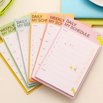 

1pack 98*70mm New Fresh Weekly & Daily Students Schedule Notepad Sticky Note Memo Message Post Writing scratch pad