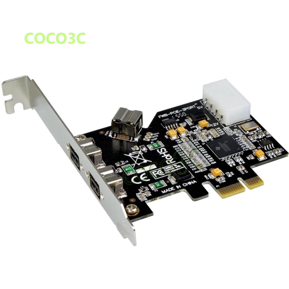 2 + 1 порта 1394B PCI e карта внешняя Firewire 800 IEEE 3 1394 b express PCIe для цифровой камеры до 1394A
