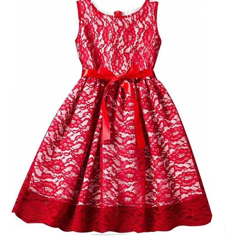 

MERI AMMI Children Girl Lace Clothing Soft Sleeveless Wedding Fancy Dress Party Dress Fo r3-11 Year Girl,J519