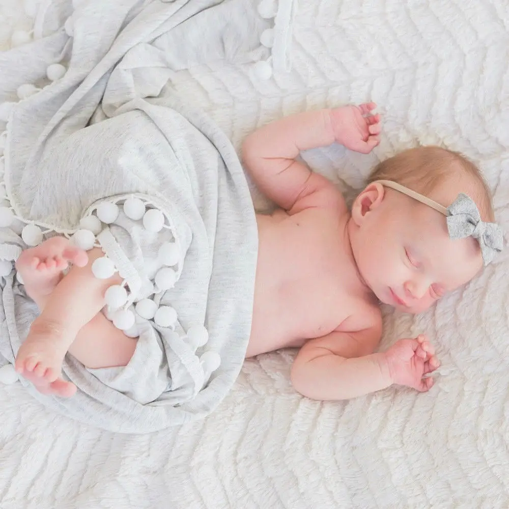 Детское муслиновое Пеленальное Одеяло s Pom пеленание обертывание новорожденное одеяло для фото Новое Детское одеяло конфетного цвета Venonat Декор