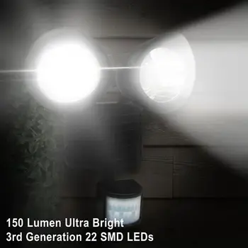 

22-LED Dual Heads Solar Wall Light PIR Detector Motion Sensor Floodlight Outdoor Lighting For Garden Yard