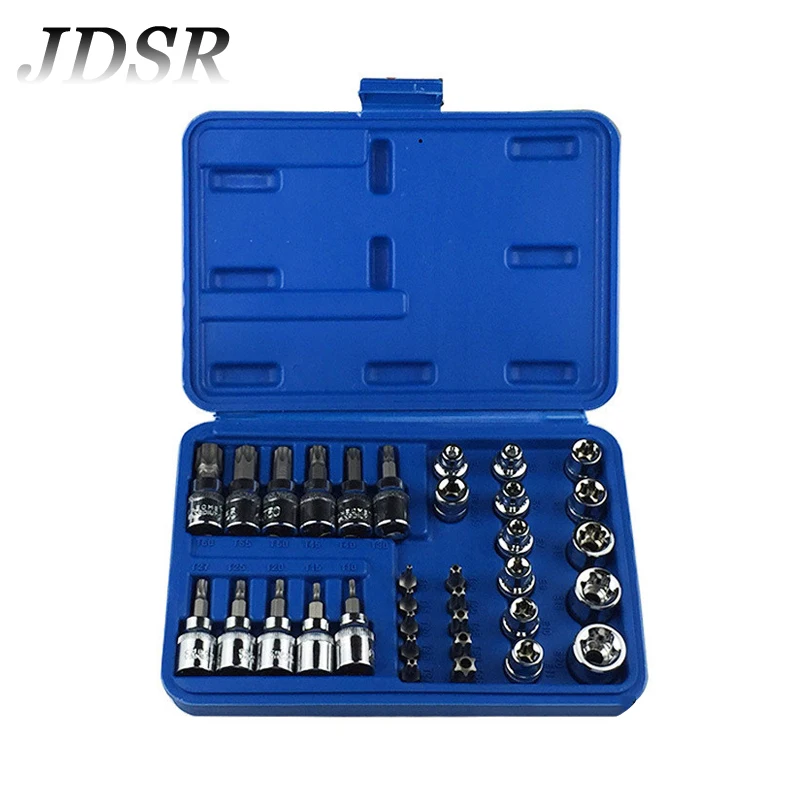 

JDSR 34Pcs Pressure Batch Sleeve Set Pneumatic Socket Wrench Set Inch Sleeve Head Machine Repair Auto Repair Professional Tools