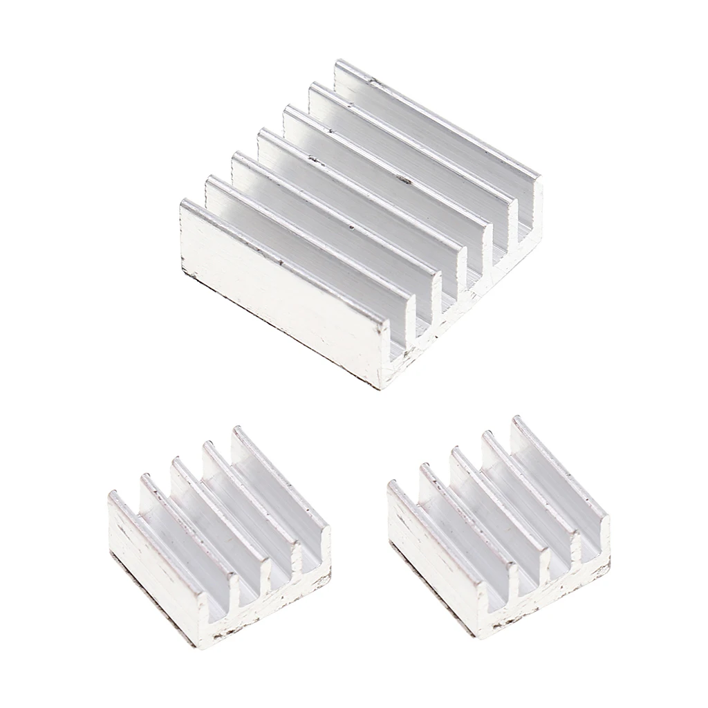 3Pcs Extruded Aluminum Heatsink For High Power LED IC Chip Cooler Radiator Heat Sink 14*14*5mm/ 8*8*5mm