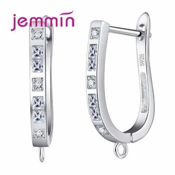 

Russia S925 Sterling Sliver Earrings New Arrival Sparking Sample Design Big Loop Jewelry for Women DIY Bijoux Making