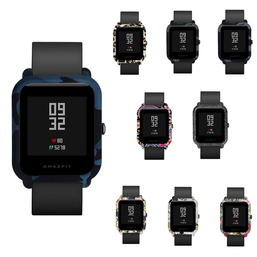 

For Xiaomi Huami Amazfit Bip Youth Smart Watch Protector Case Slim Camouflage Colorful Frame PC Case Cover Protect Shell