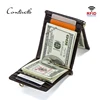 CONTACT'S Crazy Horse cowhide leather RFID money clip slim card wallet trifold male cash clamp man cash holder zip coin pocket ► Photo 1/6