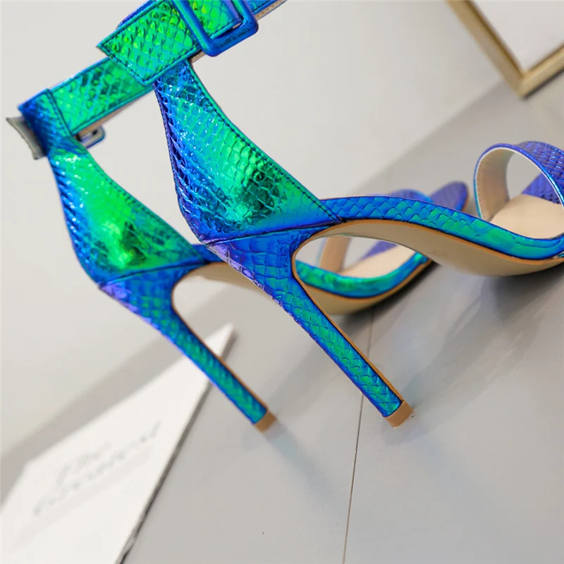 Женские босоножки на высоком каблуке 11,5 см; женские Синие Блестящие Туфли для стриптиза размера плюс 42; Серебристые туфли; туфли-лодочки на шпильках для стриптиза