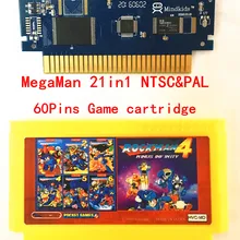 Для MegaMan1-6 RockMan1-6 73in1-NTSC& PAL Games картридж 60 контактов Желтый корпус игровой картридж