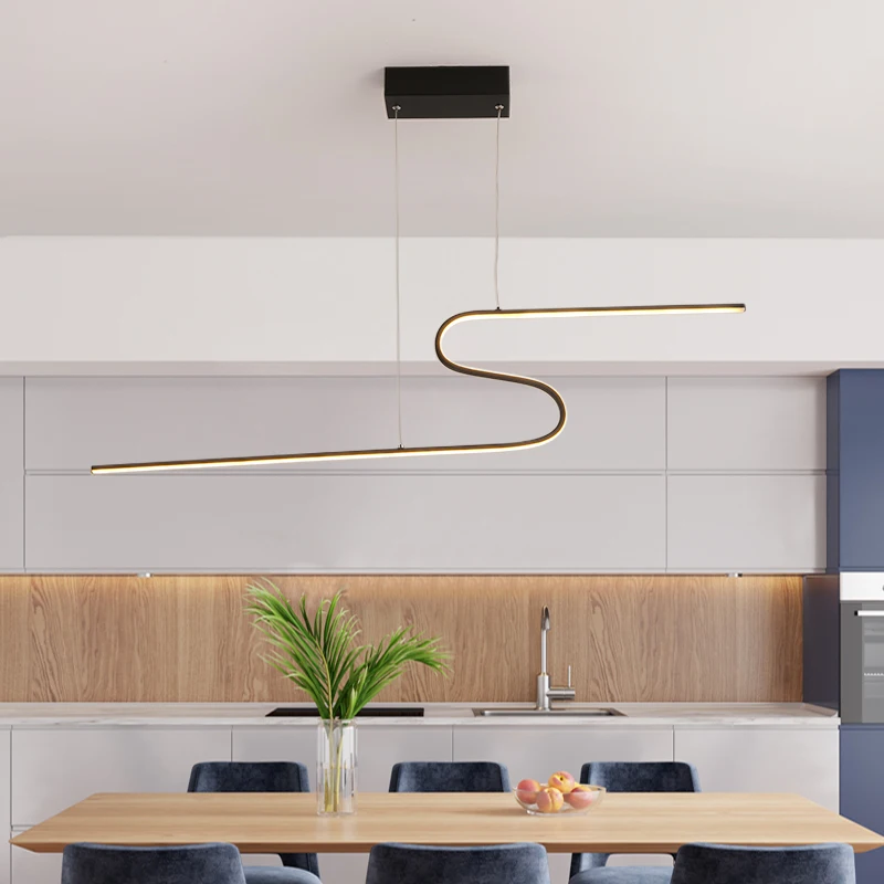 

Minimalist Z Shape Hanging Chandelier For Dining Room Kitchen Room Home Deco Black or White Finish Chandeliers AC90-265V