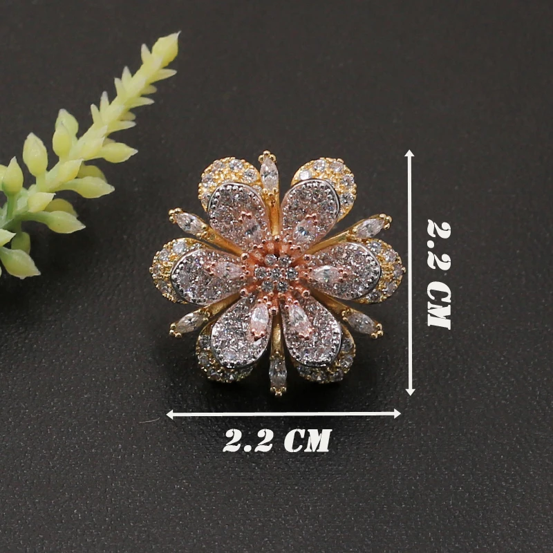 

Lanyika Fashion Jewelry Exquisite Classic Flower Micro Paved Brooch Pin for Engagement Banquet Party Luxury Bridal Best Gift