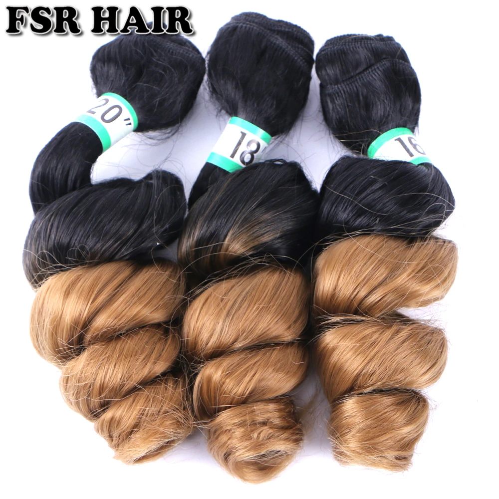 Hair Extensions FSR Brown pink grey Color 70 G/pcs Loose wave Hair weave synthetic Hair Bundles For Black Women