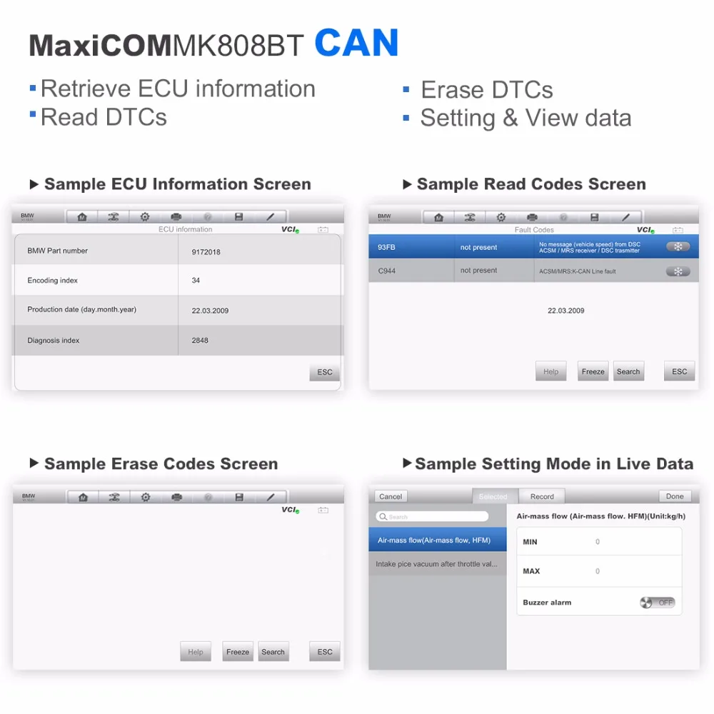 Autel MaxiCOM MK808BT OBD2 сканер автомобиля диагностический инструмент функции диагностики EPB/IMMO/DPF/SAS/TMPS PK launch X431 MK808TS