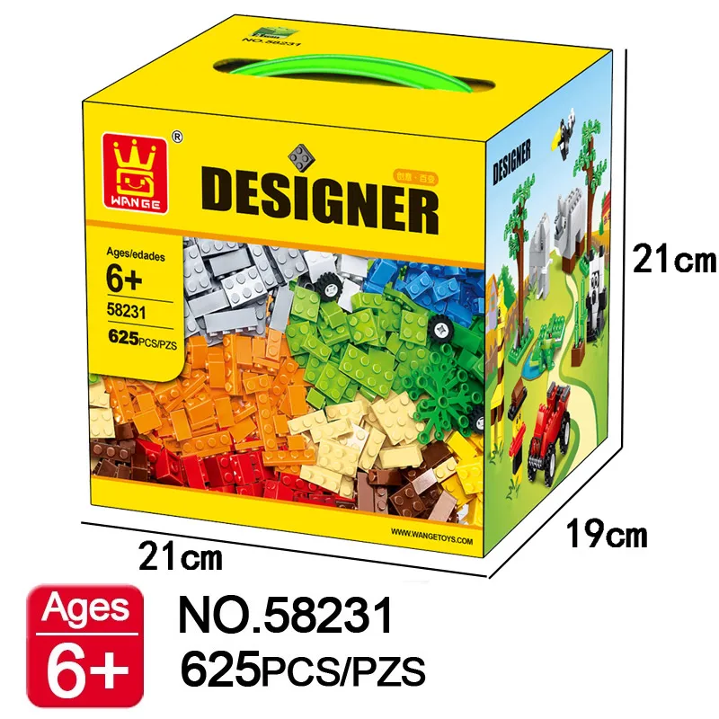 

Wange 58231 Bulk Brick Building Blocks 625pcs DIY Creative Bricks Toys Kid Educational Toys Compatible Action figure blocks gift